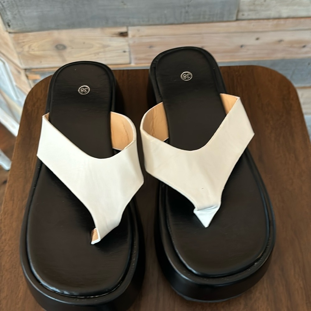 White and Black Sandals